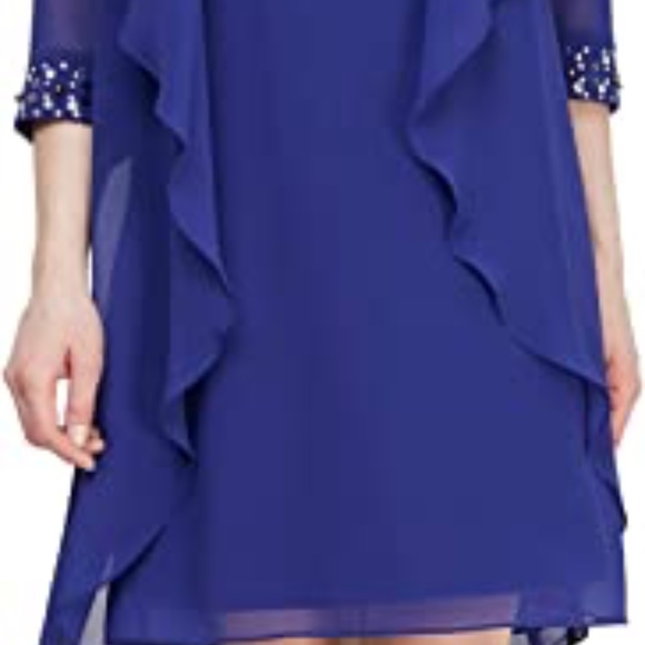 S.L. Fashions Women's Chiffon Tier Jacket Dress with Bead Neck Size 12 - Picture 2 of 4